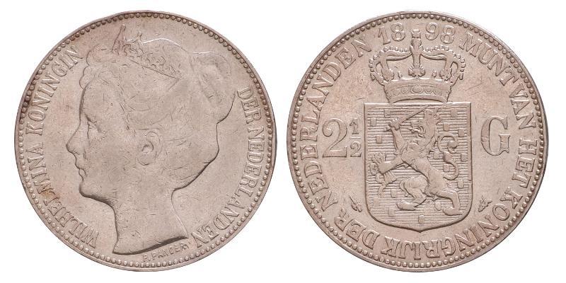 2½ gulden Wilhelmina 1898. Zeer Fraai -.