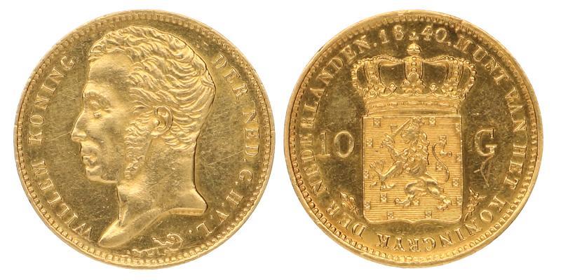 10 gulden goud Willem I 1840. Prachtig / FDC.