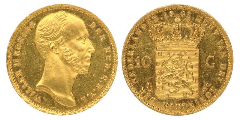 10 gulden goud Willem II 1842. Prachtig.