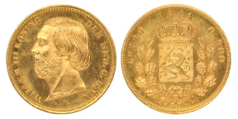 10 gulden negotiepenning Willem III 1851. FDC.