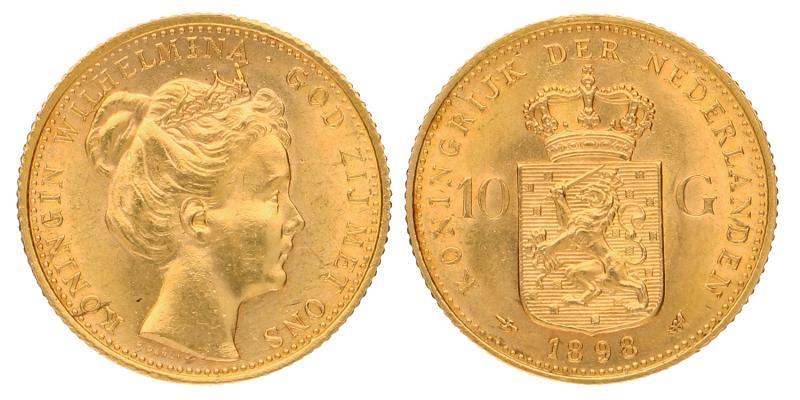 10 gulden goud Wilhelmina 1898. FDC.