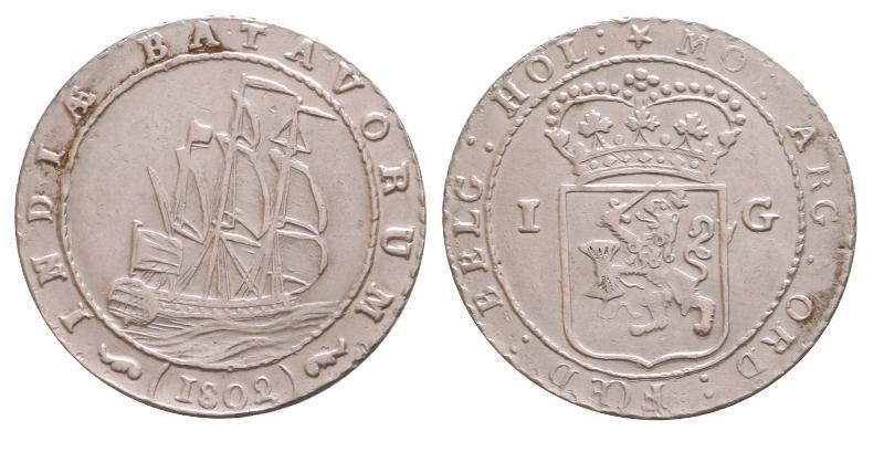 Nederlands-Indië. Bataafse republiek. 1 Gulden 1802.