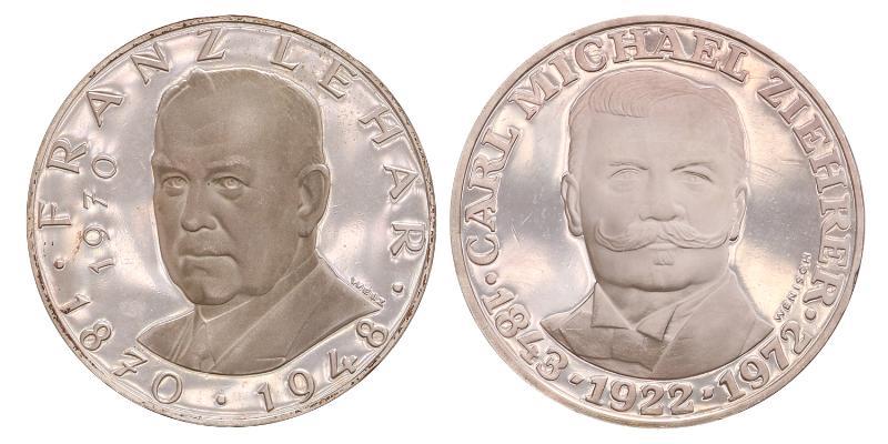 Austria. 25 Schilling 1970 and 1972.