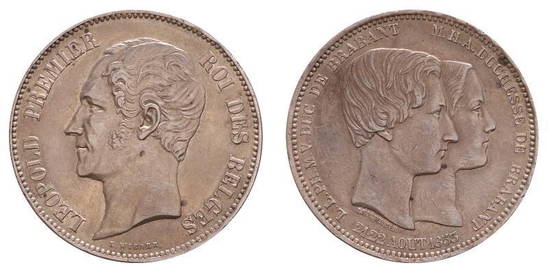 Belgium. Leopold I. 5 Francs 1853 Commemorative.