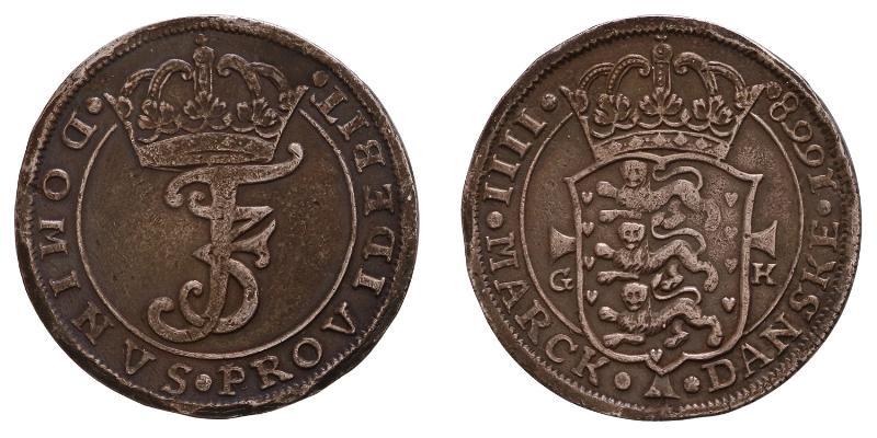 Denmark. Frederik III, 4 Mark 1668.
