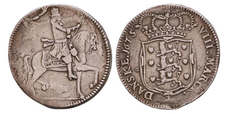 Denmark. Christian V, 8 Mark 1675.