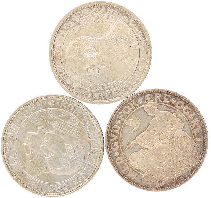 Denmark. Lot (3) 2 Kroner 1903, 1906 and 1923.