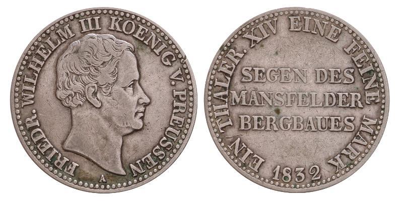 Germany. Prussia. Thaler 1832 A. Bergbau Thaler.