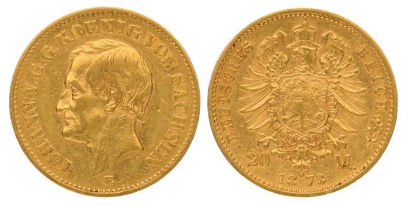 Germany. Sachsen. Johann V. 20 Mark 1873 E.