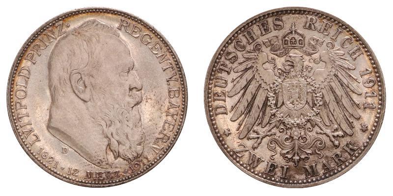Germany. Bavaria. 2 Mark 1911 D.