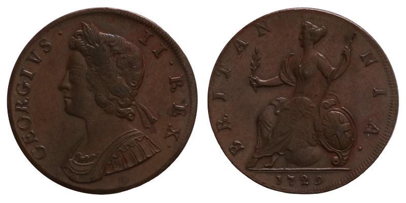 Great Britain. George II. Half-penny 1729.