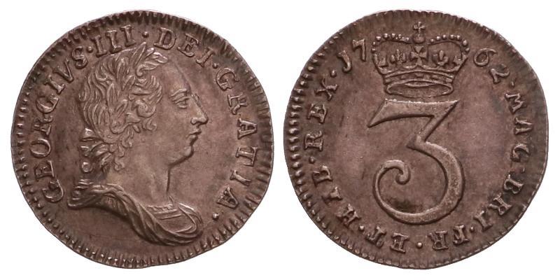 Great Britain. George III. Threepence 1762.