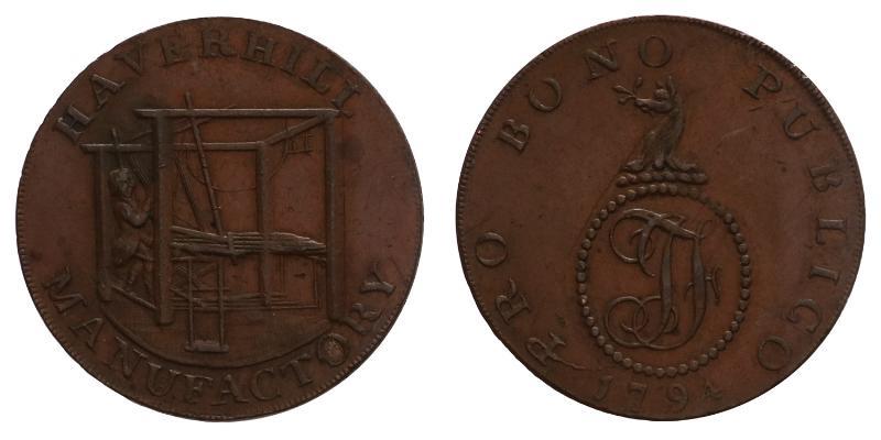 Great Britain Suffolk. Halfpenny token 1794. Haverhill Manufactory.