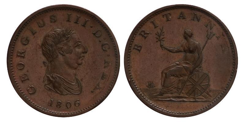 Great Britain. George III. Half-penny 1806 no berries.