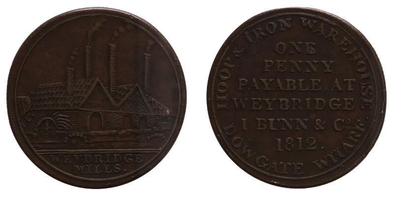 Great Britain. Surrey. Penny token 1812. Weybridge Mills.