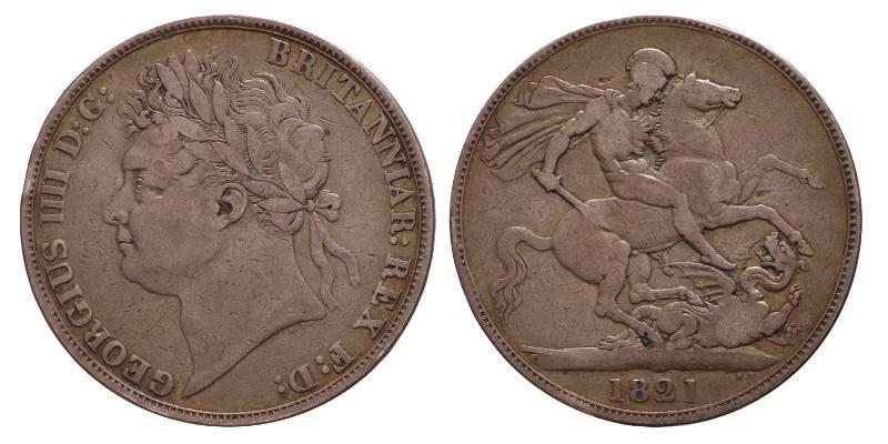 Great Britain George IIII. Crown 1821. Secundo on edge.
