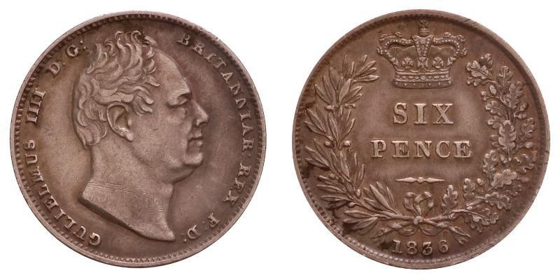 Great Britain. William IV. Sixpence 1836.