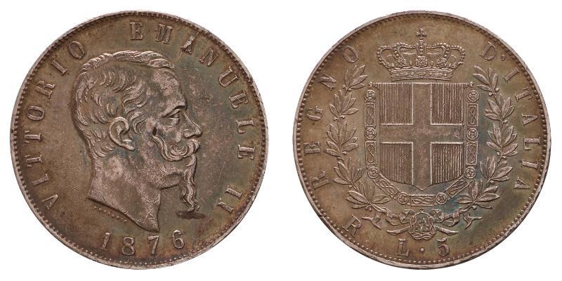 Italy. 5 Lire 1876 R.