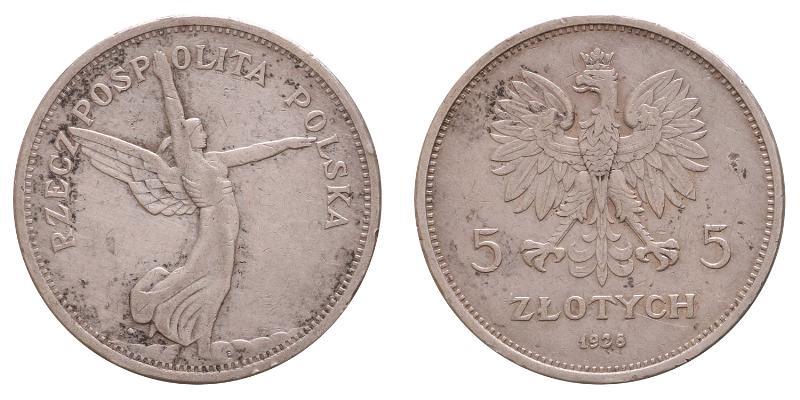 Poland. 5 Zlotych 1928 no mm.