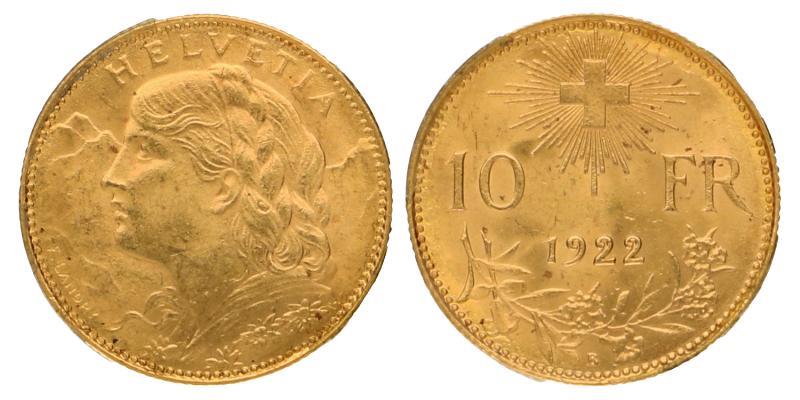 Switserland. 10 Franken 1922.