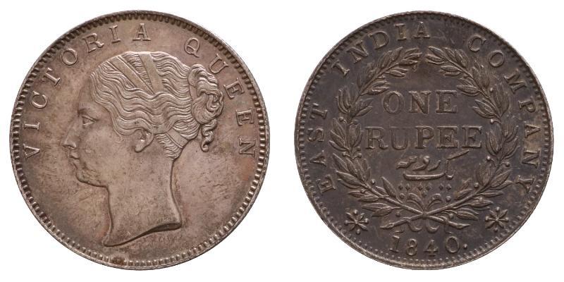 India. Victoria. Rupee 1840.