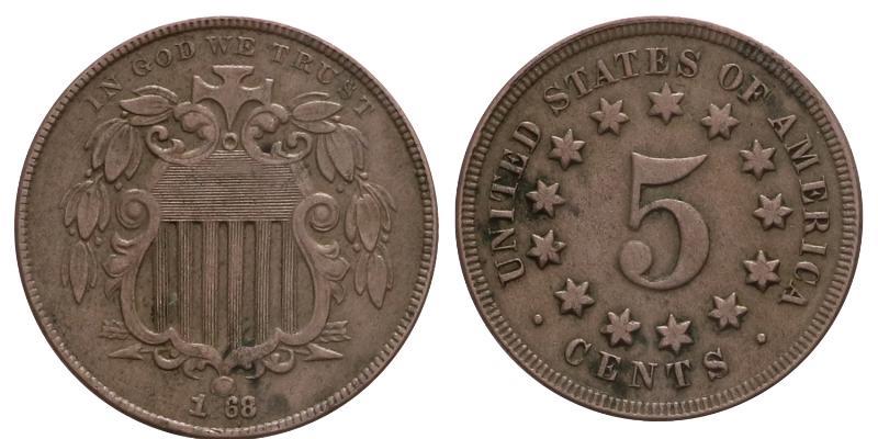 USA. 5 Cents 1868.
