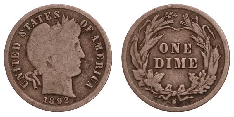 USA. 10 Cents 1892 S.