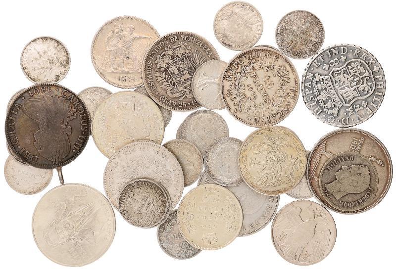 Lot silver coins e.g. Egypt 50 Piastres 1956. 410 grams.