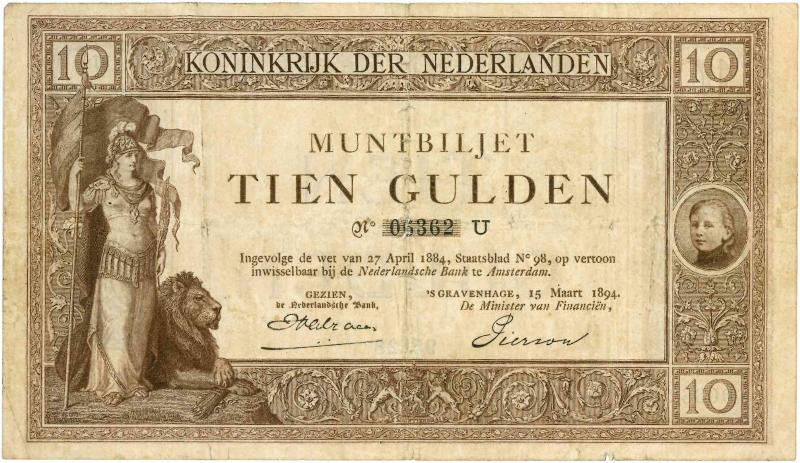 Nederland. 10 gulden. Bankbiljet. Type 1894.  - Fraai.