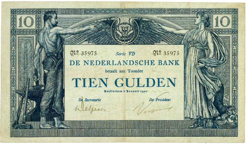 Nederland. 10 gulden. Bankbiljet. Type 1904. Arbeid en Welvaart - Zeer Fraai.