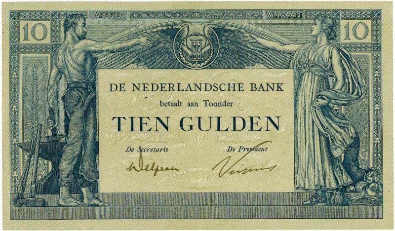Nederland. 10 gulden. Bankbiljet. Type 1904. Arbeid en Welvaart - Prachtig.
