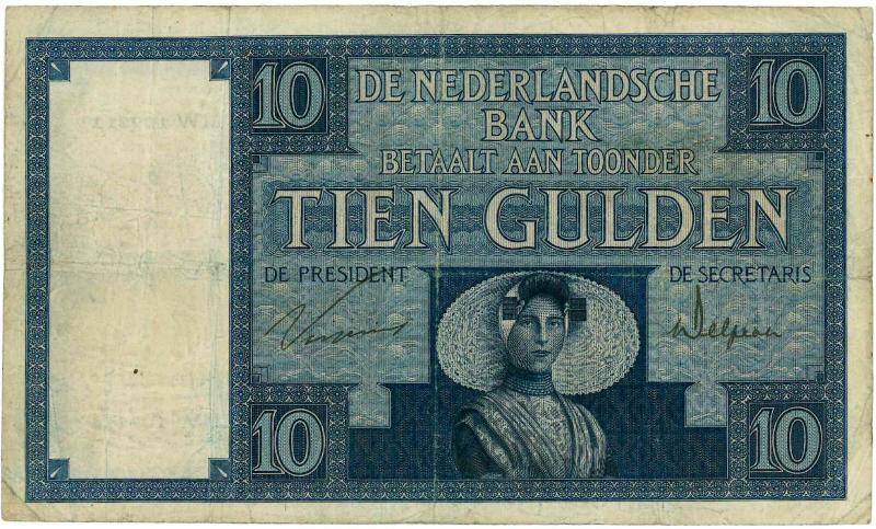 Nederland. 10 gulden. Bankbiljet. Type 1924. Zeeuws Meisje - Zeer Fraai.