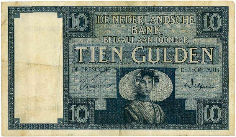 Nederland. 10 gulden. Bankbiljet. Type 1921. Zeeuws Meisje - Zeer Fraai -.