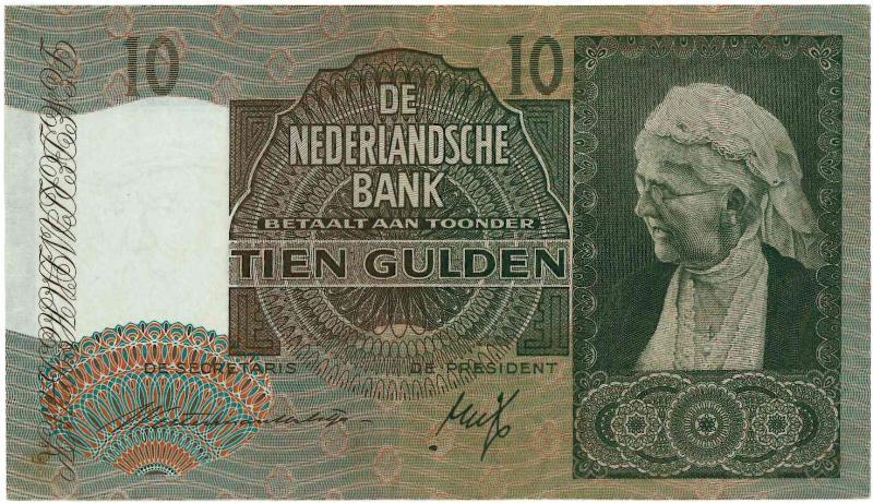 Nederland. 10 gulden. Bankbiljet. Type 1940I. Emma. - Prachtig.