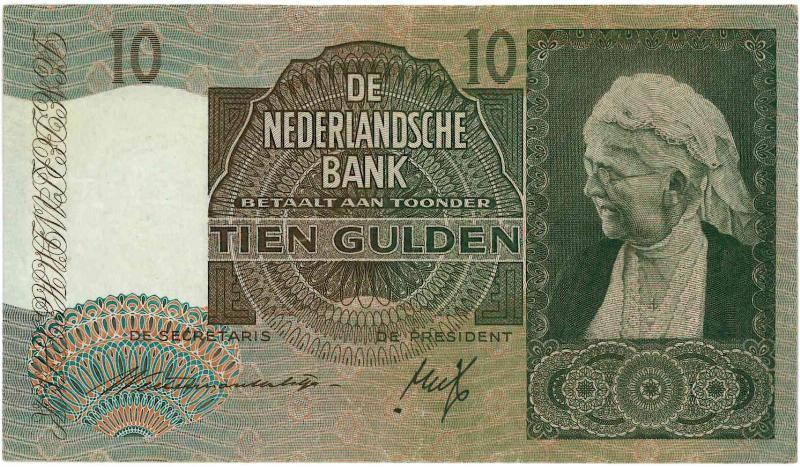 Nederland. 10 gulden. Bankbiljet. Type 1940I. Emma. - Zeer Fraai +.
