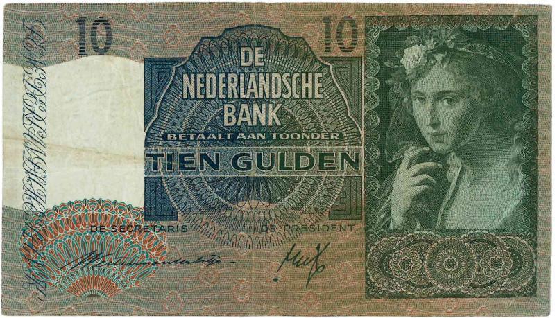 Nederland. 10 gulden. Bankbiljet. Type 1940II. Meisje met druiven. - Zeer Fraai.