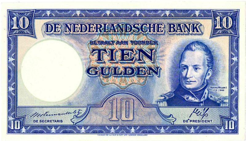Nederland. 10 gulden. Bankbiljet. Type 1945II. Willem I Staatsmijnen. - Prachtig.