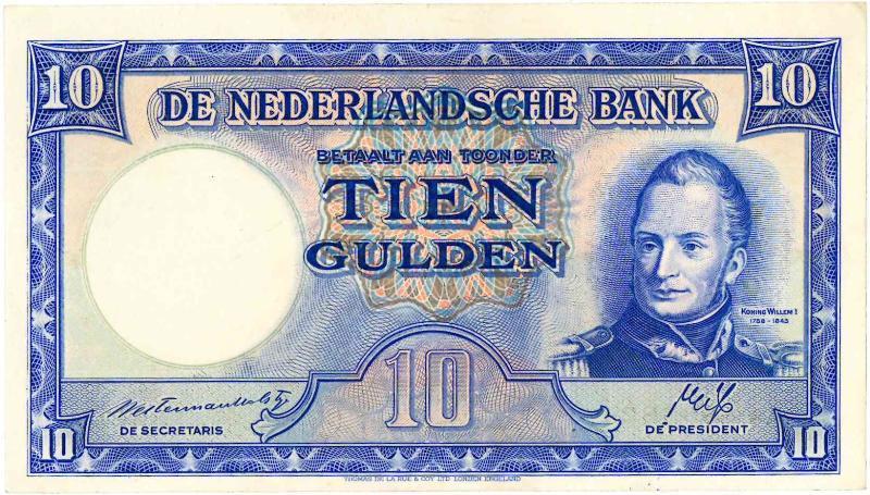 Nederland. 10 gulden. Bankbiljet. Type 1945II. Willem I Staatsmijnen. - Prachtig +.