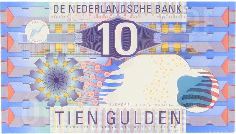 Nederland. 10 gulden. Bankbiljet. Type 1968. IJsvogel. - UNC.