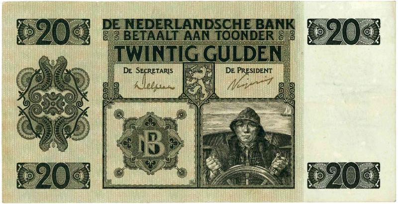 Nederland. 20 gulden. Bankbiljet. Type 1926. Roerganger. - Zeer Fraai / Prachtig.
