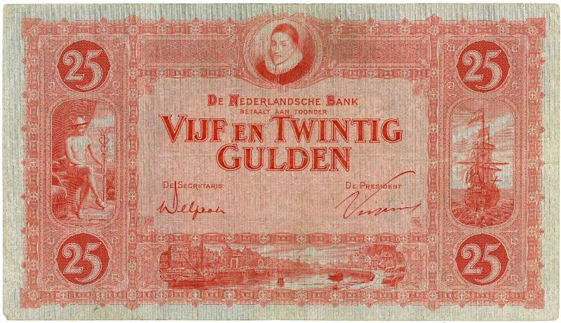 Nederland. 25 gulden. Bankbiljet. Type 1929. Willem van Oranje. - Zeer Fraai -.