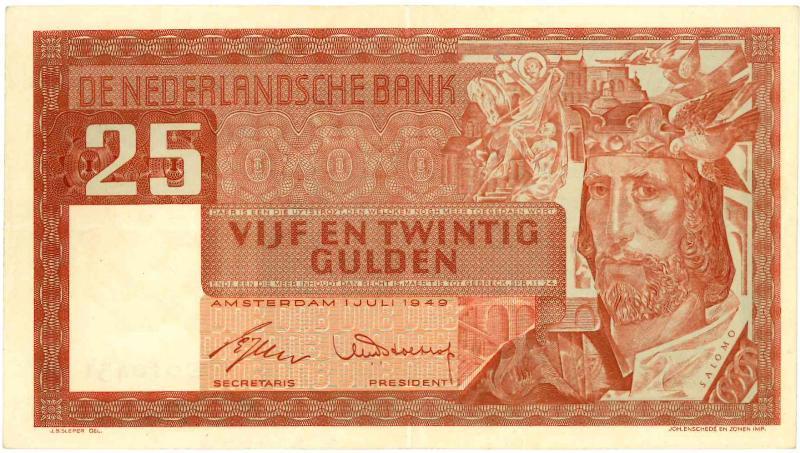 Nederland. 25 gulden. Bankbiljet. Type 1949. Salamo. - Zeer Fraai / Prachtig.