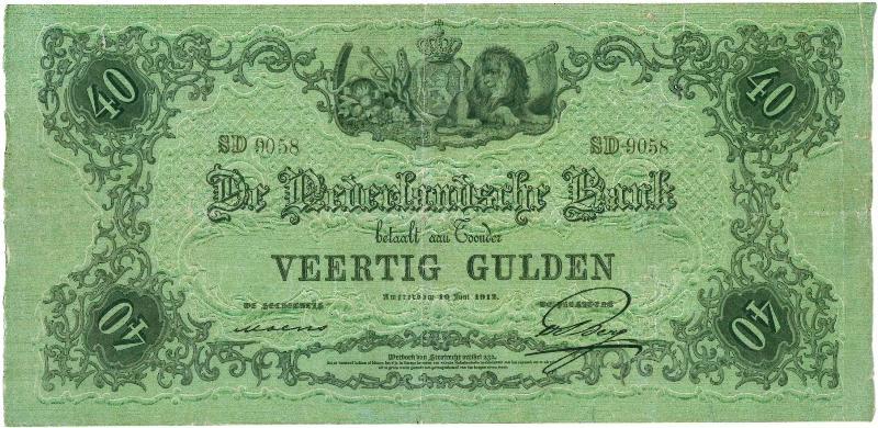 Nederland. 40 gulden. Bankbiljet. Type 1860. - Fraai / Zeer Fraai.