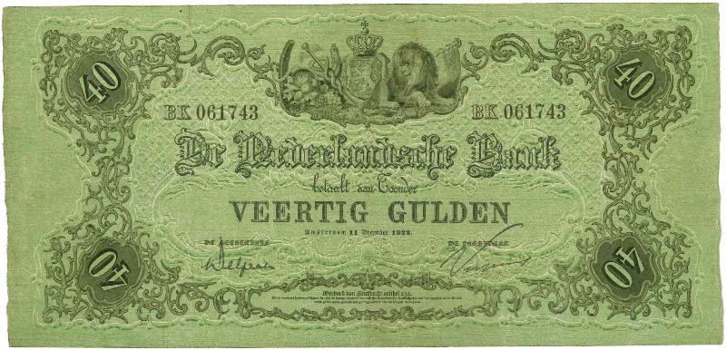 Nederland. 40 gulden. Bankbiljet. Type 1860. - Zeer Fraai +.