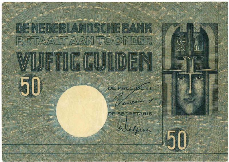 Nederland. 50 gulden. Bankbiljet. Type 1929. Minerva. - Zeer Fraai +.