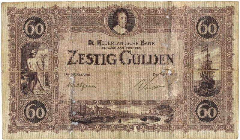 Nederland. 60 gulden. Bankbiljet. Type 1921. Frederik Hendrik. - Fraai / Zeer Fraai.