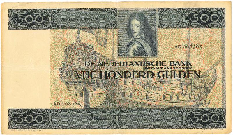 Nederland. 500 gulden. Bankbiljet. Type 1930. Stadhouder Willem III. - Zeer Fraai +.