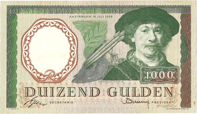 Nederland. 1000 gulden. Bankbiljet. Type 1956. Rembrandt. - Zeer Fraai.