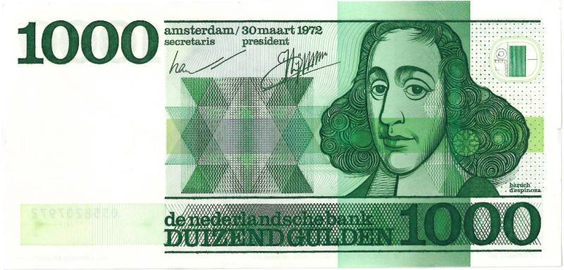 Nederland. 1000 gulden. Bankbiljet. Type 1972. Spinoza. - Prachtig.