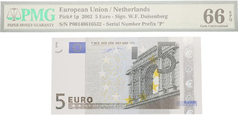 Nederland. 5 euro. Bankbiljet. Type 2002. - Gem UNC.